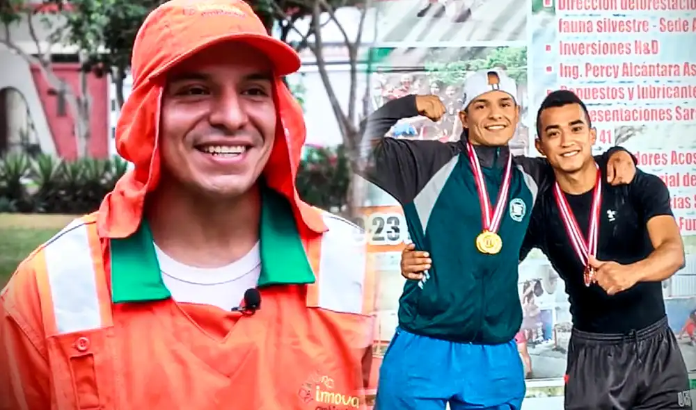 El atleta peruano Jorge García tiene 29 años y desea estudiar pronto la carrera de Administración. Foto: composición LR/captura Infobae/Jorge García/Facebook