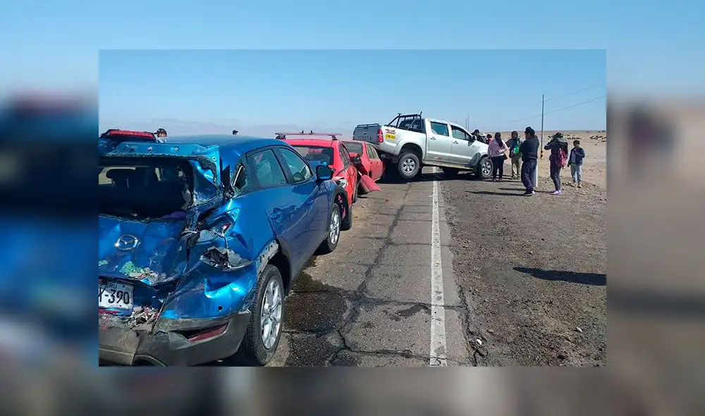 Choque múltiple en la Panamericana Sur ocurrió al promediar las 10:00 horas.