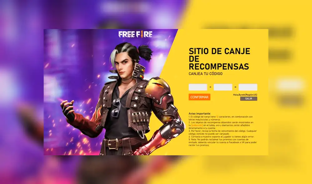 reward.ff.garena es el nombre de la página donde puedes canjear códigos de Free Fire. Foto: Garena.