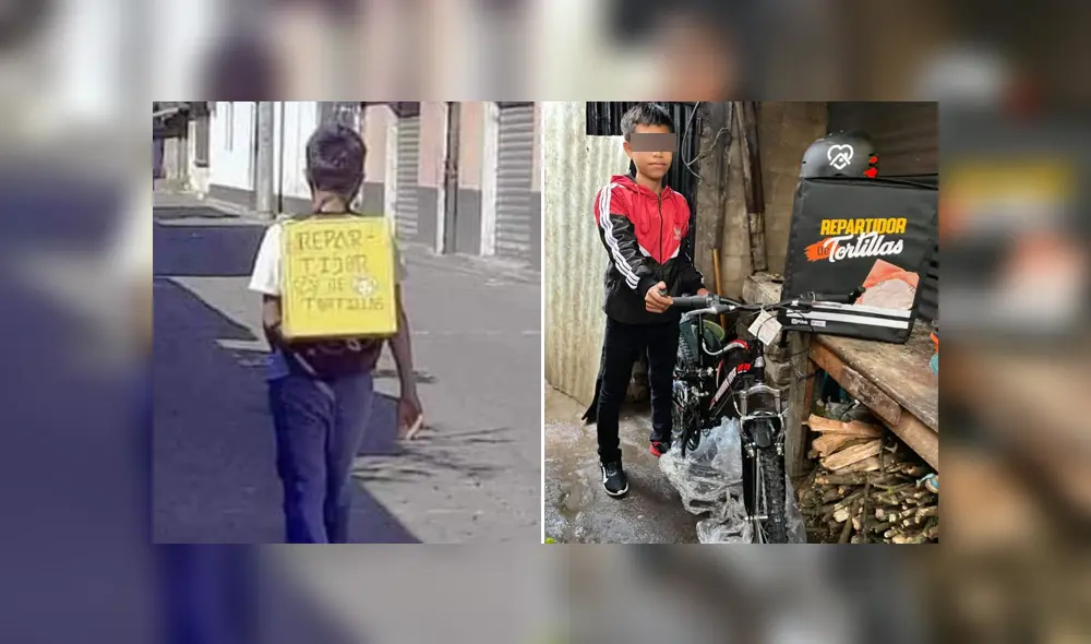 El niño recibió una bicicleta y una mochila para que pueda hacer más fácil su trabajo. Foto: Facebook El niño recibió una bicicleta y una mochila para que pueda hacer más fácil su trabajo. Foto: Facebook