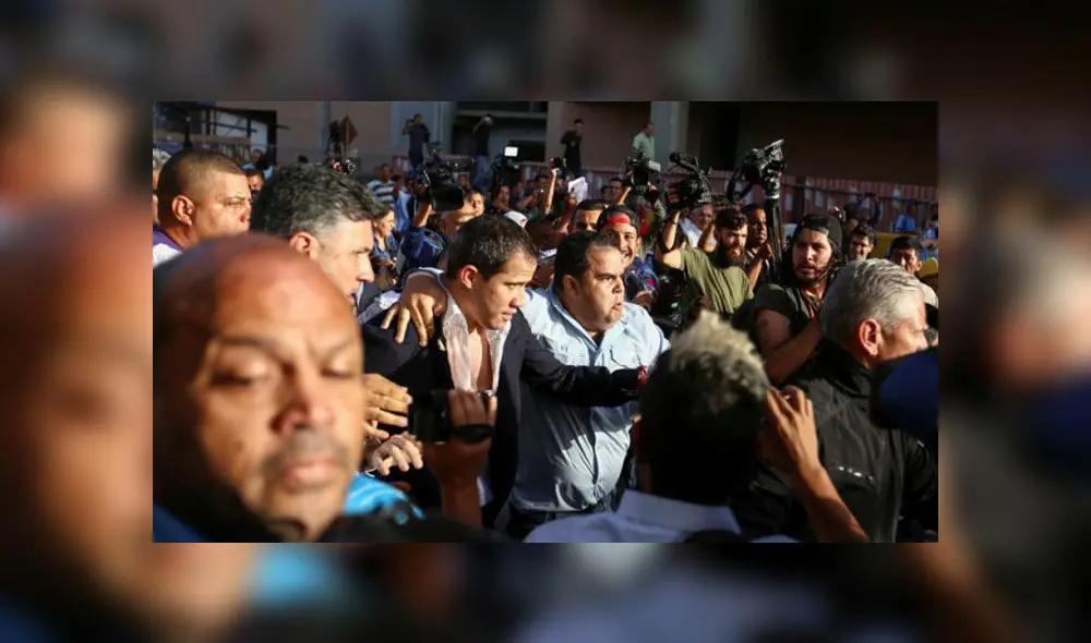 Juan Guaidó pasó penurias para lograr salir del aeropuerto de Maiquetía, donde simpatizantes de Nicolás Maduro los abordaron de forma violenta. Foto: difusión Juan Guaidó pasó penurias para lograr salir del aeropuerto de Maiquetía, donde simpatizantes de Nicolás Maduro los abordaron de forma violenta. Foto: difusión