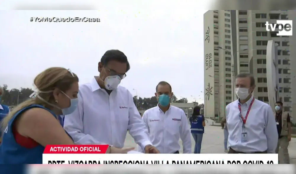 Martín Vizcarra inspecciona Villa Panamericana que albergará a pacientes con cororonaviru. Captura: Tv Perú. Martín Vizcarra inspecciona Villa Panamericana que albergará a pacientes con cororonaviru. Captura: Tv Perú.