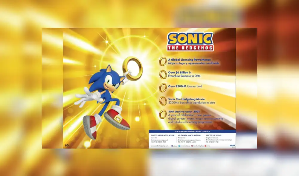 El erizo azul también prepara algo grande. Su 30 aniversario se celebrará durante todo el 2021. Imagen: Sega. El erizo azul también prepara algo grande. Su 30 aniversario se celebrará durante todo el 2021. Imagen: Sega.