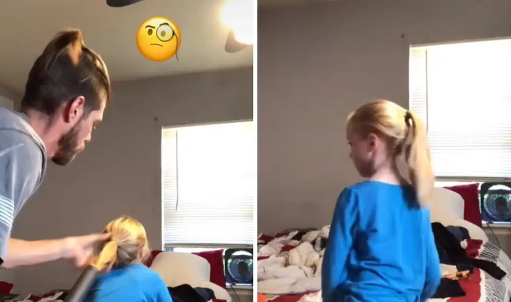 Así quedó el cabello de la niña tras el ingenioso truco casero de su papá. Foto: captura de TikTok.