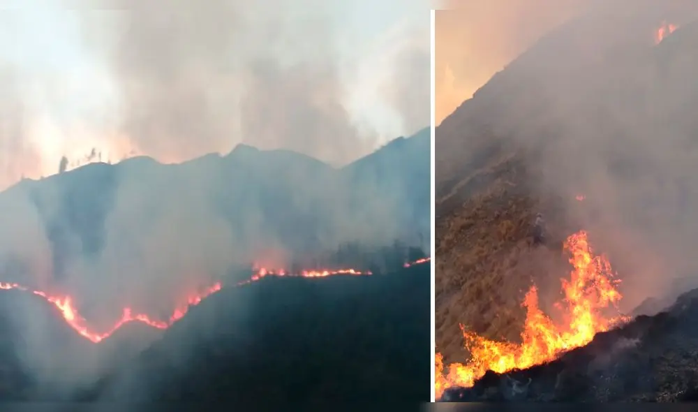 Incendios acechan al Valle Sagrado de los Incas, en Cusco. Foto: Bomberos
