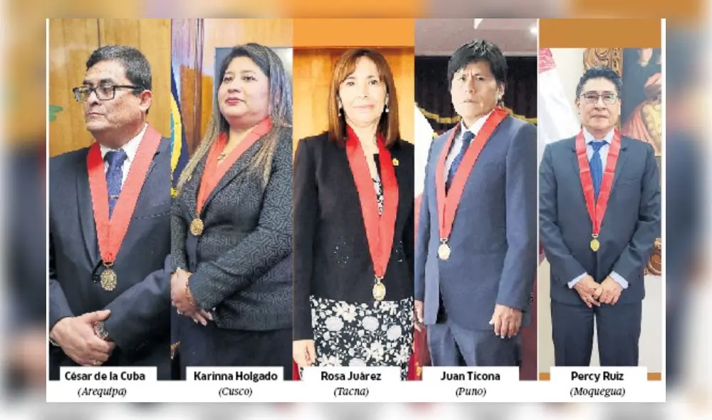 electos. César de la Cuba (Arequipa), Karinna Holgado (Cusco), Rosa Juárez (Tacna), Juan Ticona (Puno) y Percy Ruiz (Moquegua)