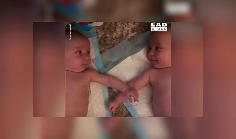 Desliza las imágenes para ver la tierna reacción que tuvieron estos bebés gemelos al conocerse por primera vez. Foto: Captura/LADBible.
