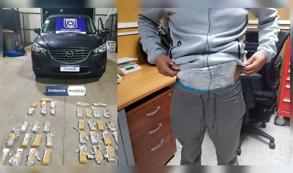Tacna. Paquetes de droga estaban camuflados en automóvil que Aduana de Chile intervino.. Tacna. Paquetes de droga estaban camuflados en automóvil que Aduana de Chile intervino..
