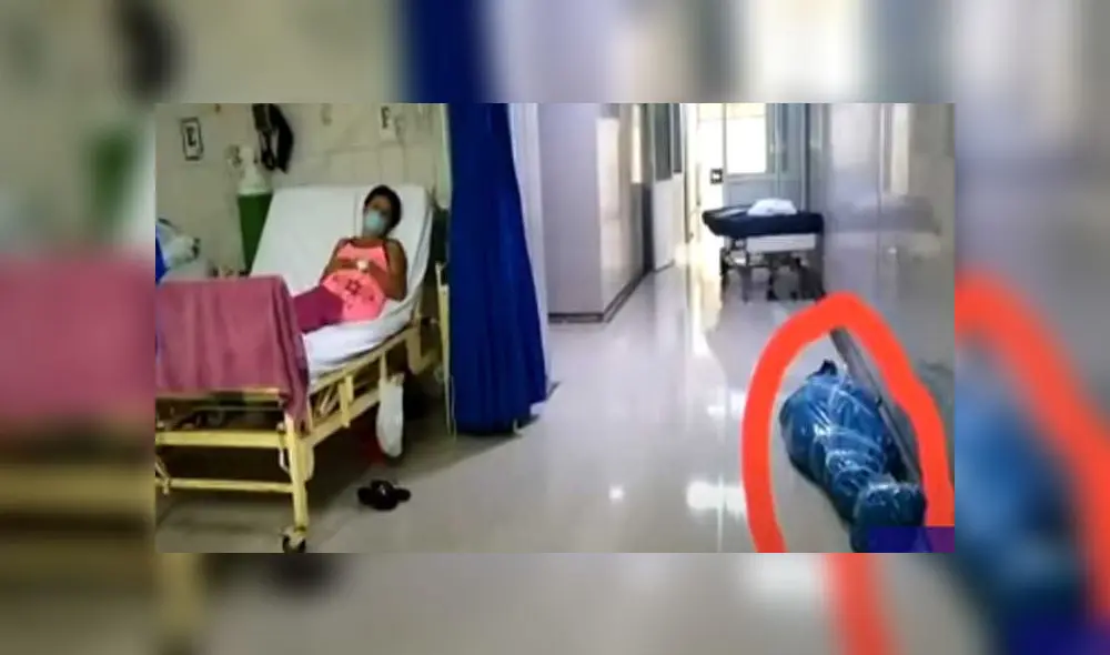 Paciente al lado de un muerto por COVID-19. Créditos: Captura Magaly TV, la firme.