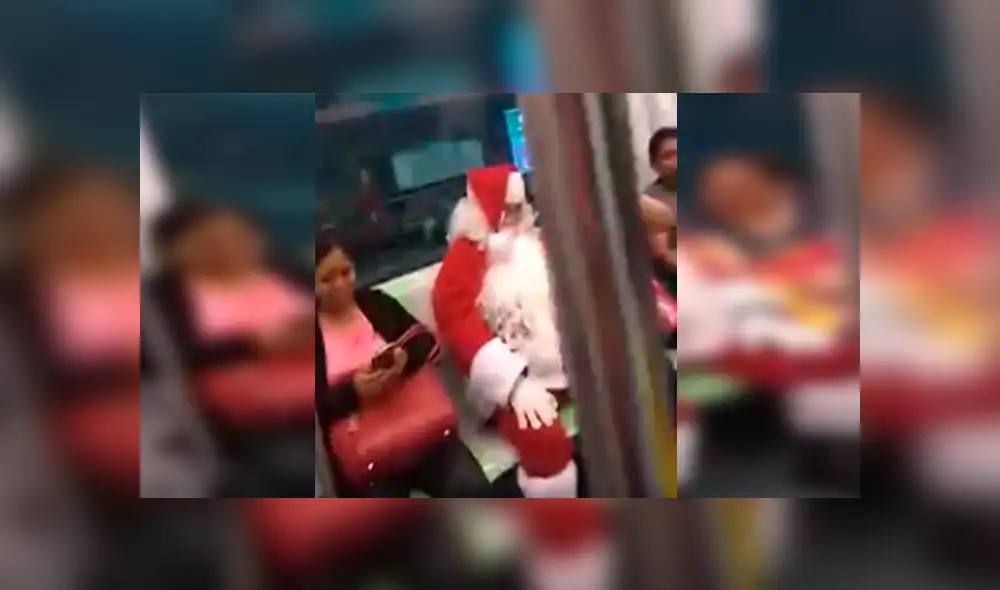 En Facebook, un peruano vestido de Papa Noel fue captado dentro del Metro de Lima y llamó la atención de los usuarios.