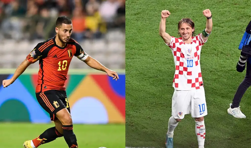 Eden Hazard y Luka Modric intentarán ser determinantes con sus goles en la definición del grupo F. Foto: Composición AFP/EFE Eden Hazard y Luka Modric intentarán ser determinantes con sus goles en la definición del grupo F. Foto: Composición AFP/EFE