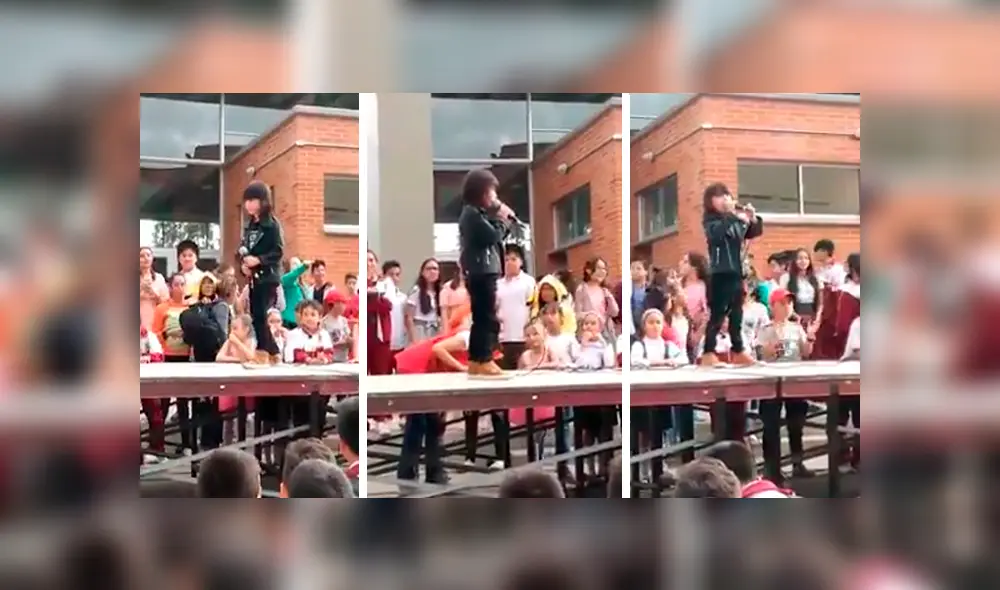 En Facebook, una niña se sube al escenario de actuación escolar para interpretar ‘The Final Countdown’. En Facebook, una niña se sube al escenario de actuación escolar para interpretar ‘The Final Countdown’.