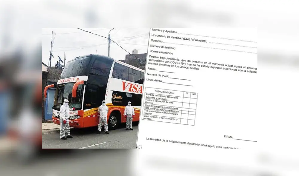 Todas las personas que viajen en bus y avión deben completar una declaración jurada de salud. (Foto: Composición LR) Todas las personas que viajen en bus y avión deben completar una declaración jurada de salud. (Foto: Composición LR)