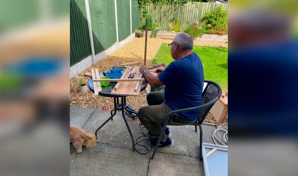 Desliza las imágenes para apreciar el tierno gesto de un señor para ayudar a la mascota de su hija. Foto: Facebook