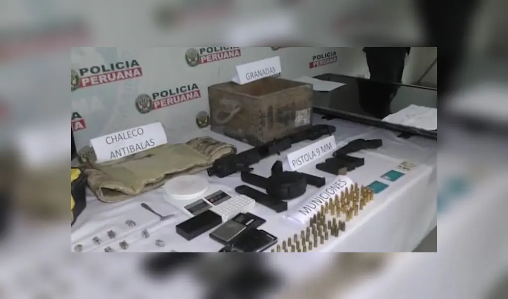 Delincuentes cayeron en vivienda, donde agentes encontraron el armamento y el croquis del lugar que iban a asaltar. (Foto: Policía Nacional del Perú)