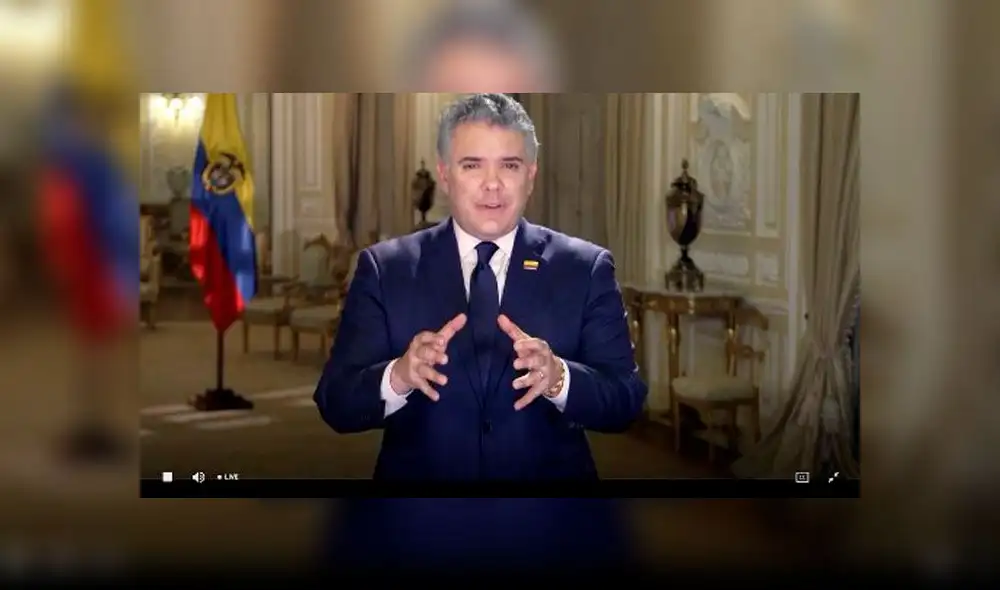 Presidente de Colombia, Iván Duque, a través de un mensaje televisado. Foto: AFP/captura de pantalla. Presidente de Colombia, Iván Duque, a través de un mensaje televisado. Foto: AFP/captura de pantalla.