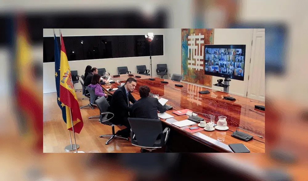 Sexta reunión de Pedro Sánchez con los presidentes autonómicos para abordar la crisis del coronavirus. Foto: RTVE Sexta reunión de Pedro Sánchez con los presidentes autonómicos para abordar la crisis del coronavirus. Foto: RTVE