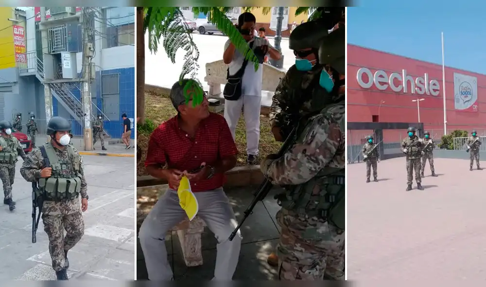 Militares vigilan el cumplimiento del Estado de Emergencia.