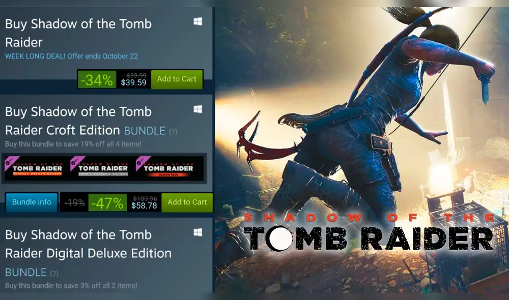 Steam pone en oferta Shadow of the Tomb Raider y usuarios de pre-compra enfurecen Steam pone en oferta Shadow of the Tomb Raider y usuarios de pre-compra enfurecen