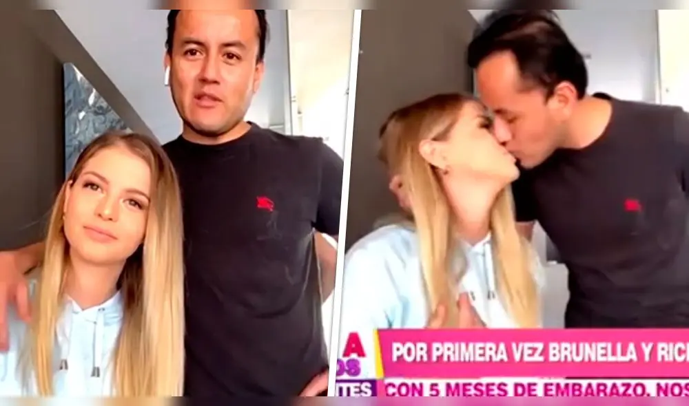 La pareja se mostró cariñosa durante la videollamada y se dieron un beso frente a cámaras. Foto: captura América TV La pareja se mostró cariñosa durante la videollamada y se dieron un beso frente a cámaras. Foto: captura América TV