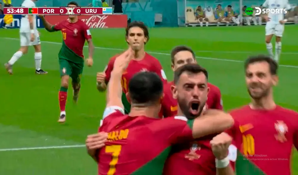 Portugal abrió el marcador contra Uruguay. Foto: captura