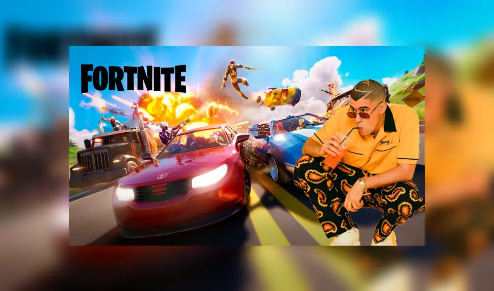 'Ella perrea sola' de Bad Bunny se escucha en los coches de Fortnite. Foto: composición La República.