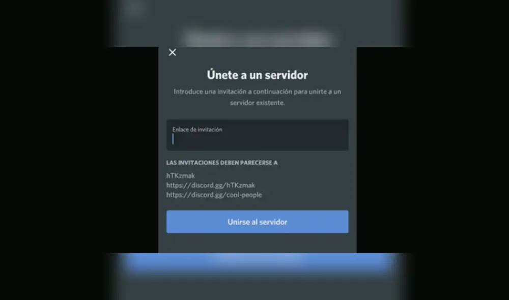 También puedes colocar manualmente el ID del servidor. Imagen: Discord.