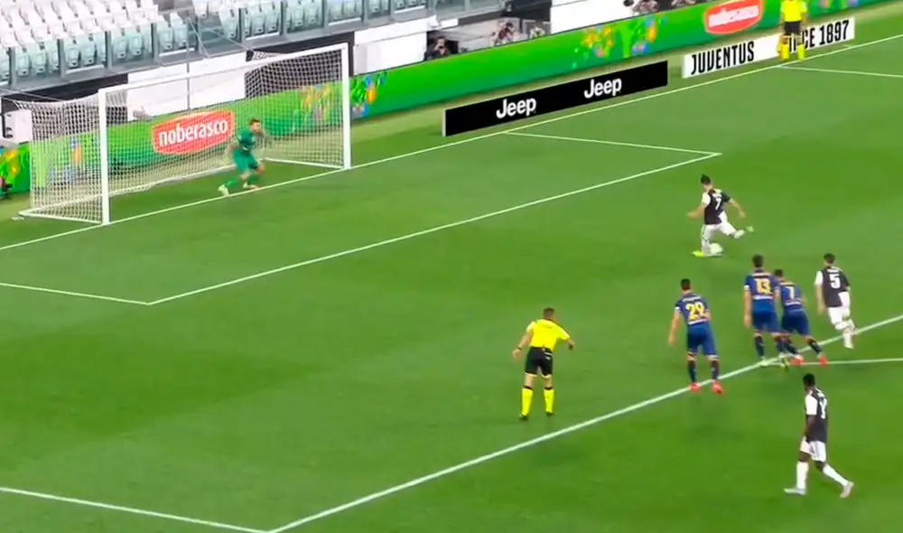 Cristiano Ronaldo anota de penal el 2-0 de la Juventus ante Lecce por la Serie A. Foto: ESPN Cristiano Ronaldo anota de penal el 2-0 de la Juventus ante Lecce por la Serie A. Foto: ESPN