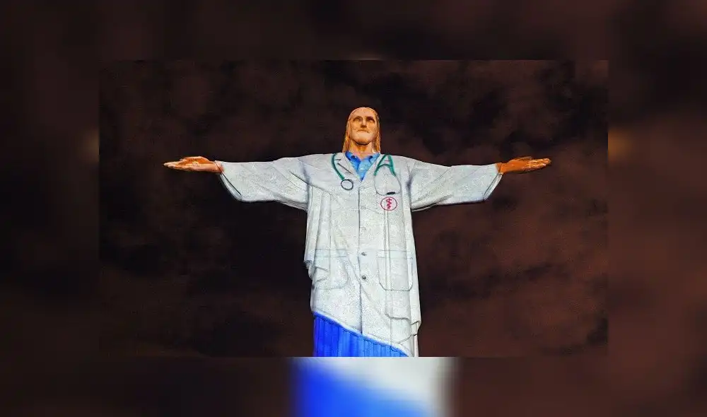 El famoso Cristo de Río se sumó a los homenajes que han recibido en todo el planeta el personal sanitario que trata el coronavirus. Foto: AFP El famoso Cristo de Río se sumó a los homenajes que han recibido en todo el planeta el personal sanitario que trata el coronavirus. Foto: AFP