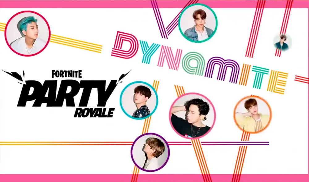 BTS se presenta en el escenario principal de Fiesta Magistral de Fortnite para estrenar el videoclip con coreografía de "Dynamite". Foto: Epic Games. BTS se presenta en el escenario principal de Fiesta Magistral de Fortnite para estrenar el videoclip con coreografía de "Dynamite". Foto: Epic Games.