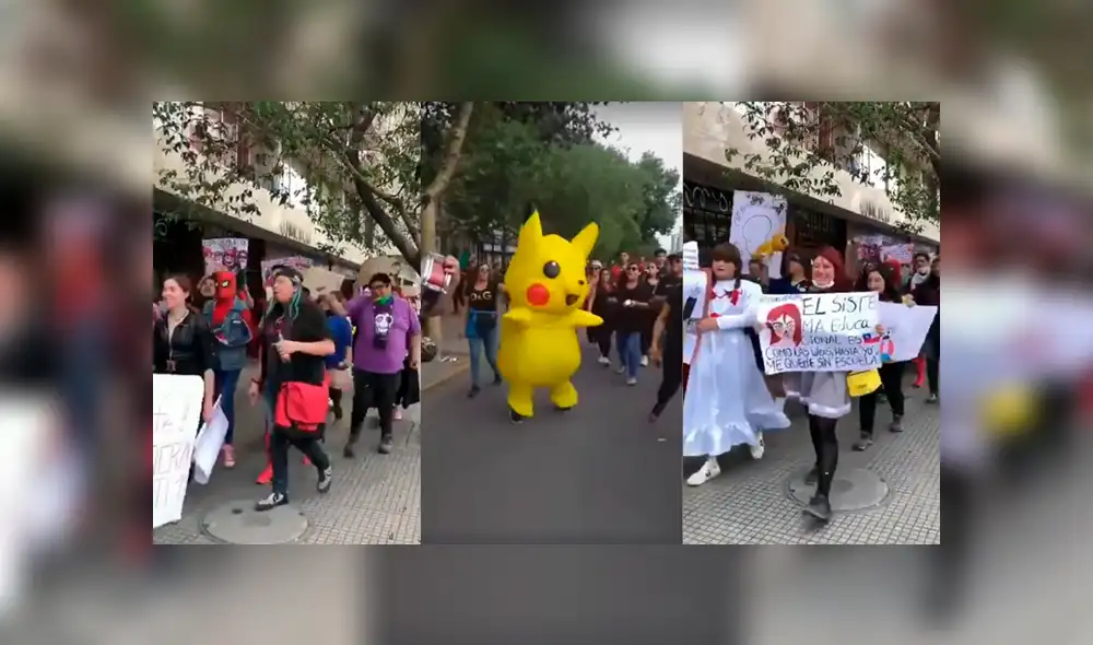Fans del anime en Chile se unen a las protestas y marchan disfrazados de sus personajes favoritos. Foto: Facebook