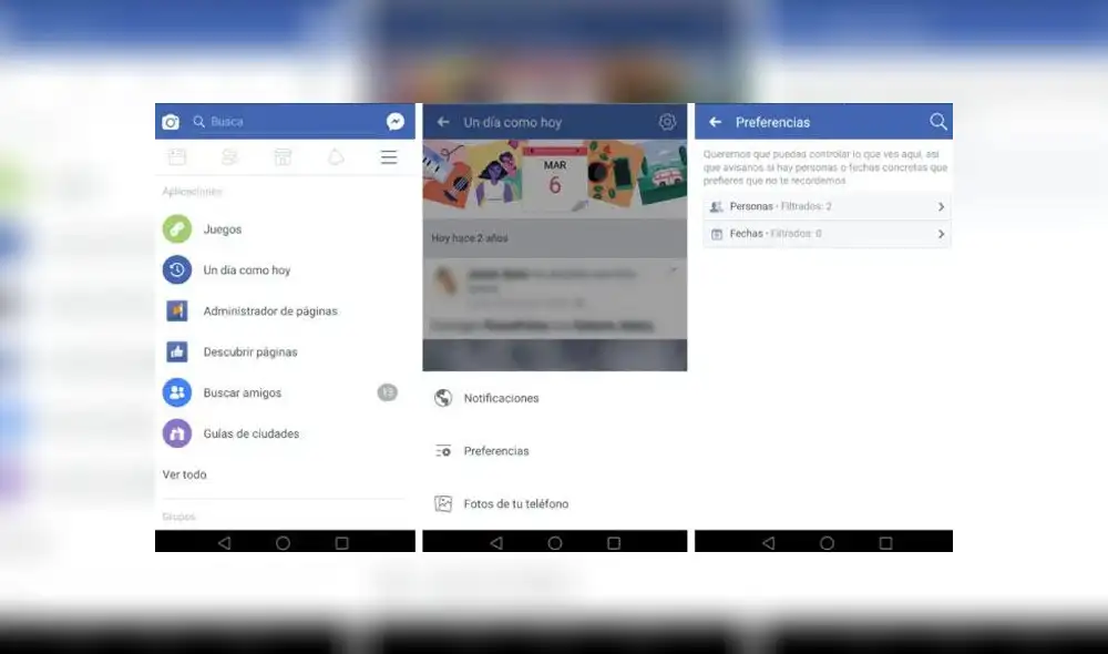 Configura en la selección 'Recuerdos'.