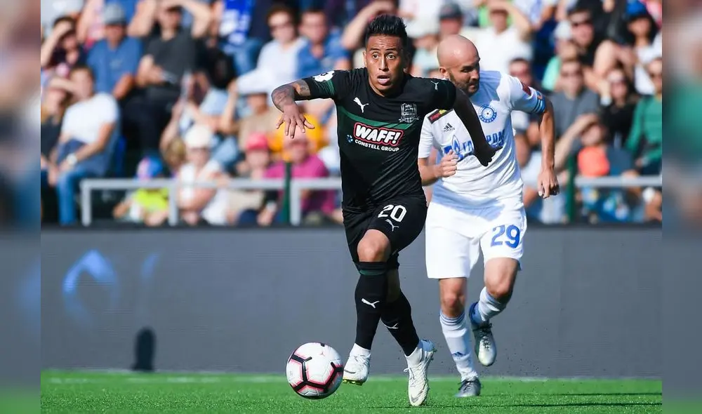 Cueva anotó su primer gol con el Krasnodar