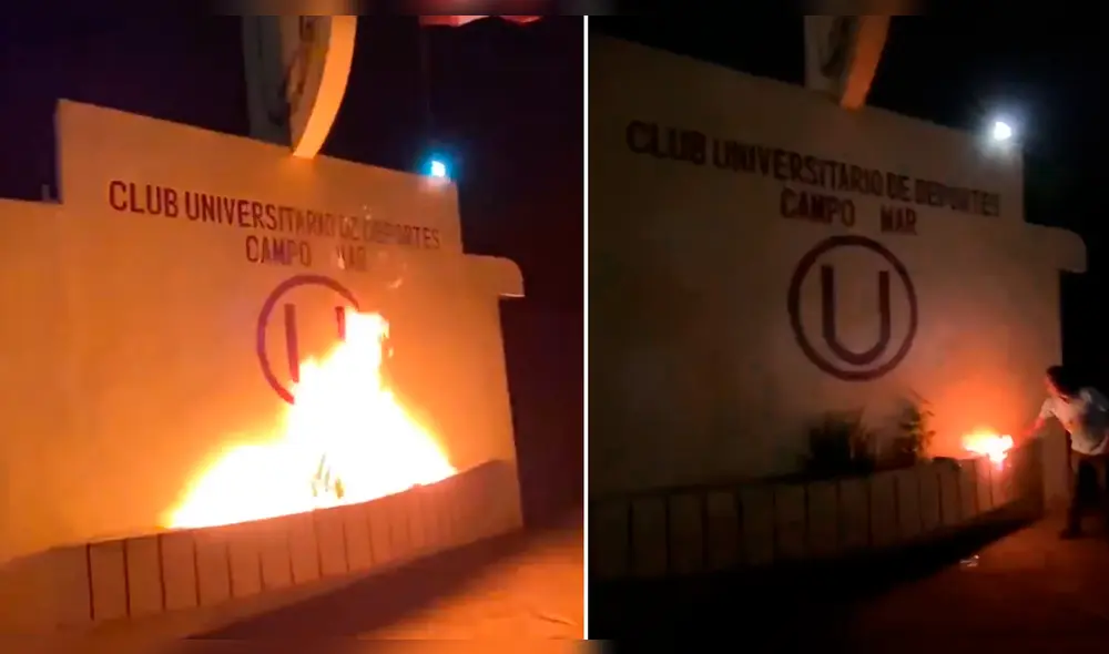Universitario: queman el frontis de Campo Mar en horas de la madrugada. Foto: Captura de video.