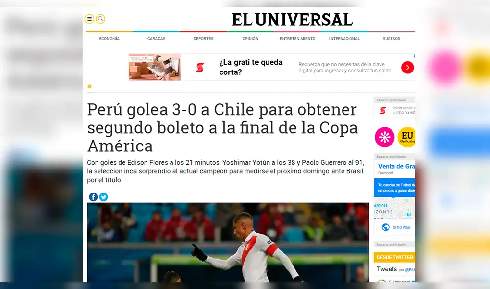 Así reaccionaron los medios internacionales tras la goleada de Perú a la selección chilena