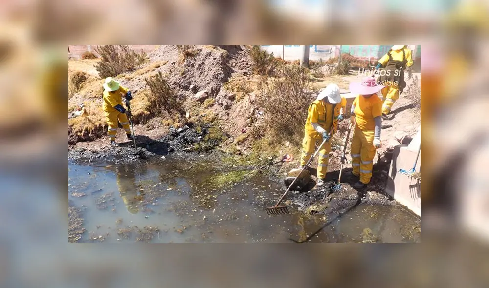 Limpieza en río de Juliaca Limpieza en río de Juliaca