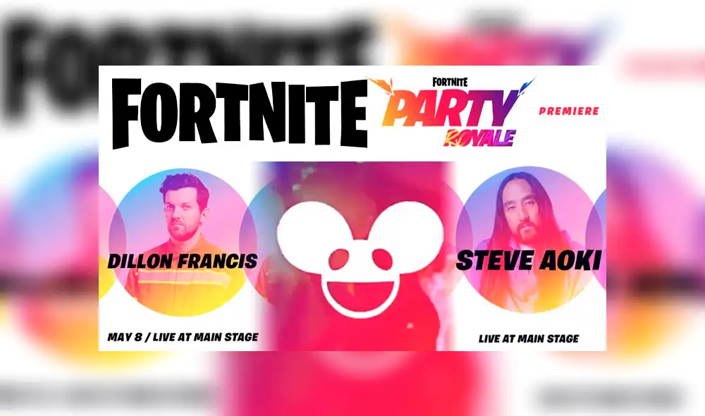 Fortnite celebrará otro gran concierto en su ya famoso modo Fiesta Magistral con deadmau5, Steve Aoki y Dillon Francis.