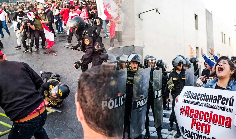 Marcha Nacional contra Pedro Castillo: enfrentamientos, bombas lacrimógenas y heridos fueron el centro de la protesta. Foto: composición Fabrizio Oviedi/LR/Paolo Zegarra y Gianella Aguirre / URPI-LR Marcha Nacional contra Pedro Castillo: enfrentamientos, bombas lacrimógenas y heridos fueron el centro de la protesta. Foto: composición Fabrizio Oviedi/LR/Paolo Zegarra y Gianella Aguirre / URPI-LR