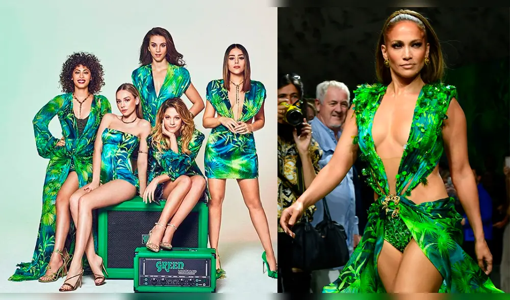 Danna Paola y Ester Expósito, actrices de Élite, recrean el famoso vestido verde Versace de Jennifer Lopez Danna Paola y Ester Expósito, actrices de Élite, recrean el famoso vestido verde Versace de Jennifer Lopez