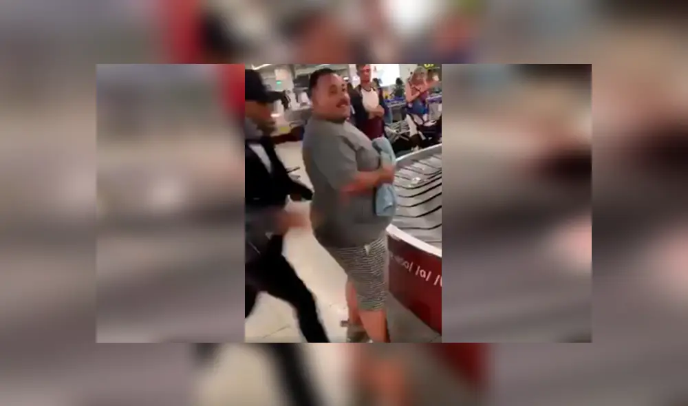 Video es viral en Facebook. El hombre esperaba su maleta tranquilamente, sin sospechar que sería víctima de una broma sumamente cruel. Foto: Captura.