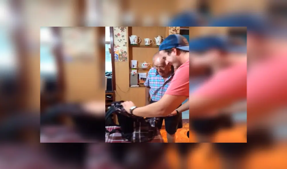 Desliza las imágenes hacia la izquierda para apreciar el regalo especial que recibió un anciano por parte de su nieto.