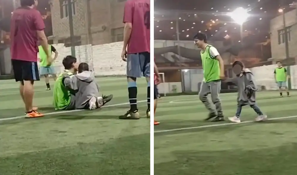 El hombre terminó tendido en medio del campo a consecuencia de un fuerte golpe en su pierna, pero por suerte recibió la ayuda de su hija. Foto: composición LR/TikTok/@wilfredomeza0