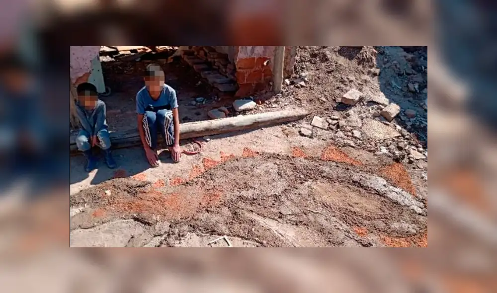 Luciano se dejó llevar por su imaginación y utilizó elementos que había en su patio para dibujar un dinosaurio.