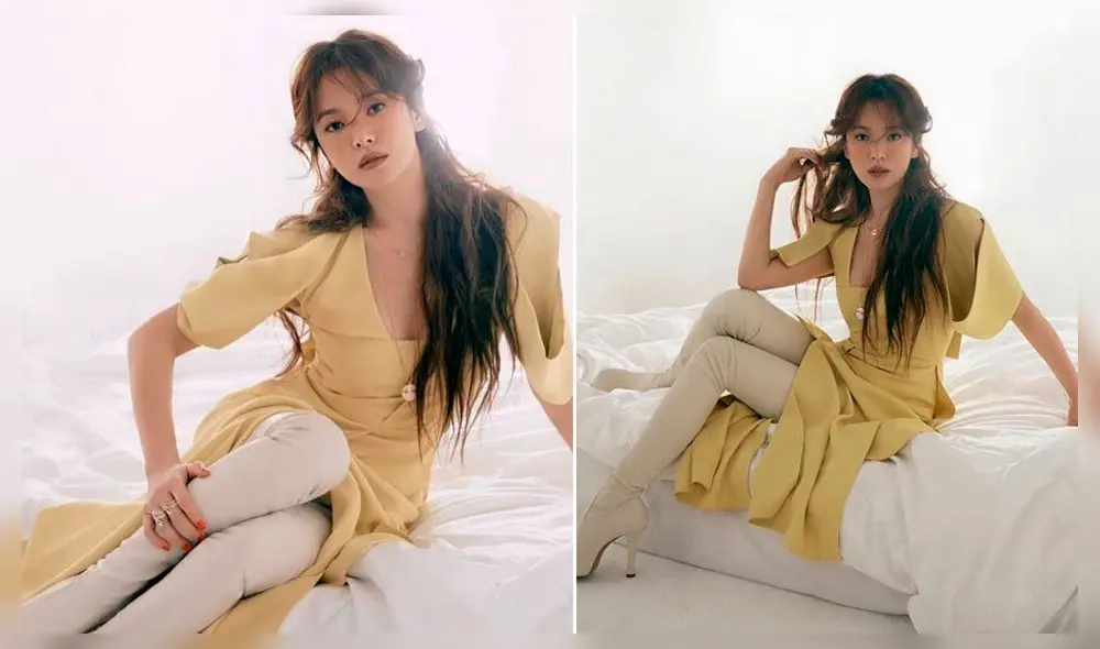 Song Hye Kyo vestida de Bottega Veneta para la edición de mayo 2020 de ELLE Signapore.