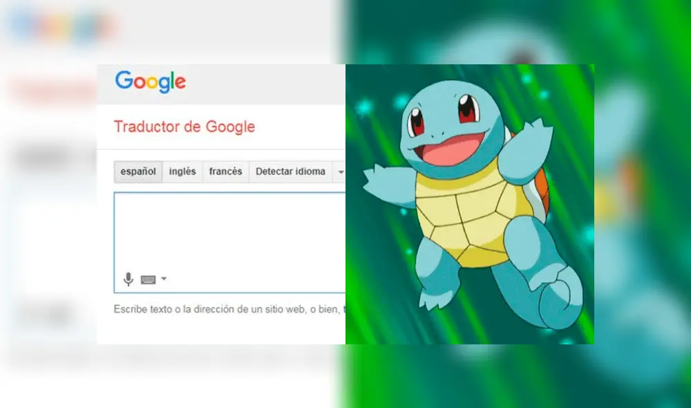 Google Traductor: singular significado que aparece al escribir la palabra 'Squirtle'