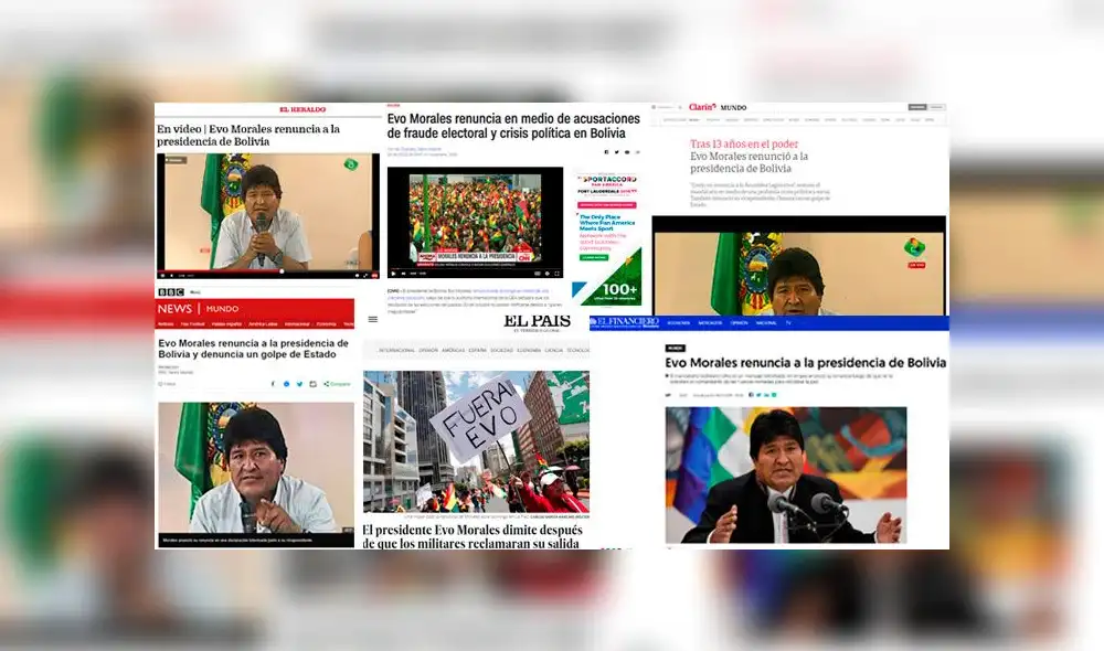 Renuncia de Evo Morales: ¿cómo lo informaron los medios internacionales? Renuncia de Evo Morales: ¿cómo lo informaron los medios internacionales?