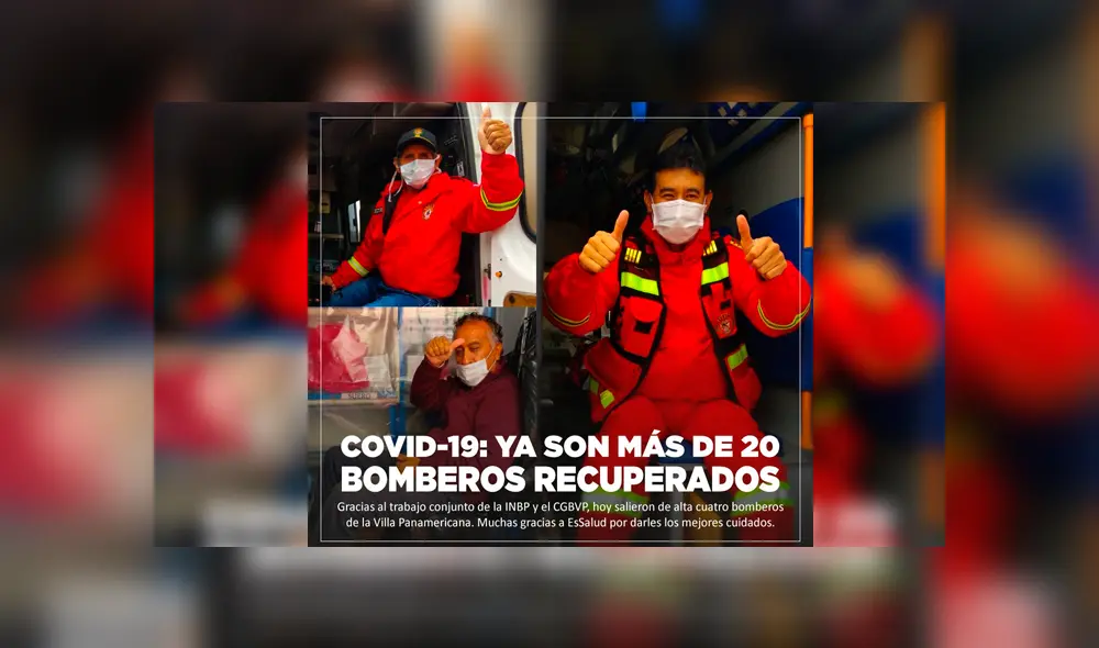 Bomberos fueron dados de alta en la Villa Panamericana. Foto: Twitter Bomberos fueron dados de alta en la Villa Panamericana. Foto: Twitter