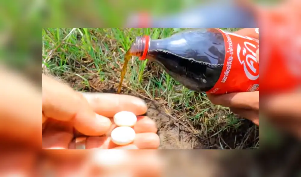 Desliza hacia la izquierda para ver las imágenes de YouTube sobre el hallazgo que hizo un joven tras colocar Coca Cola y mentos en el interior de un hoyo.
