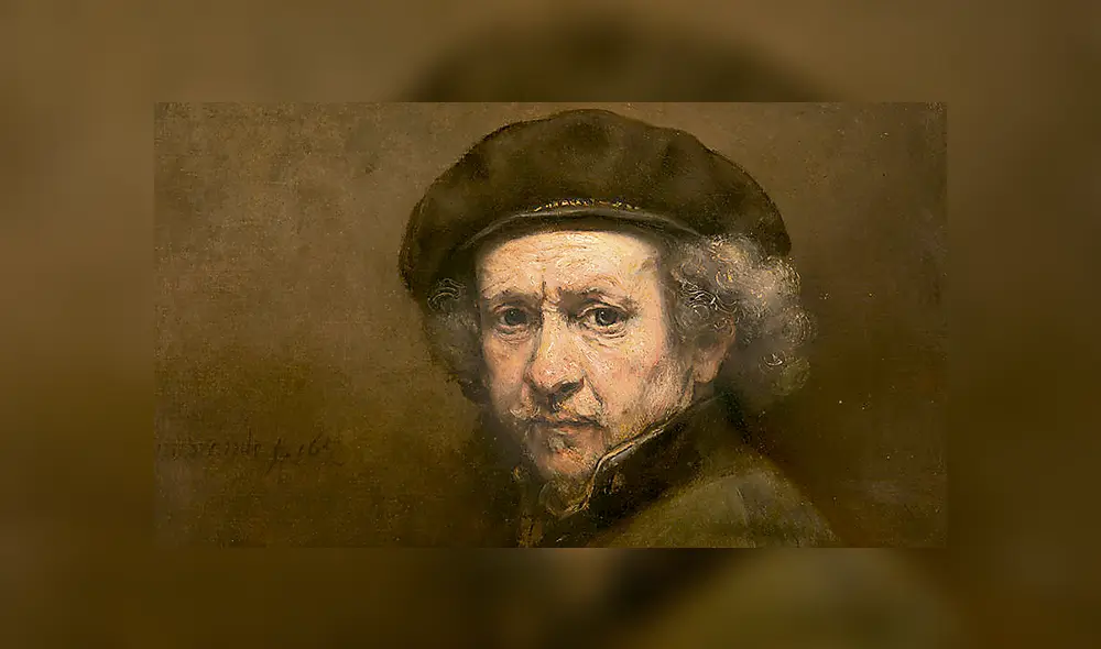 Cuadro. Autorretrato del pintor holandés Rembrandt, realizado alrededor del año 1660.
