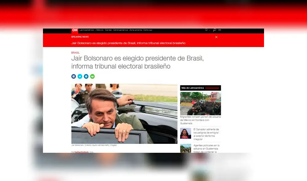 Así informó la prensa internacional sobre el triunfo de Jair Bolsonaro en Brasil